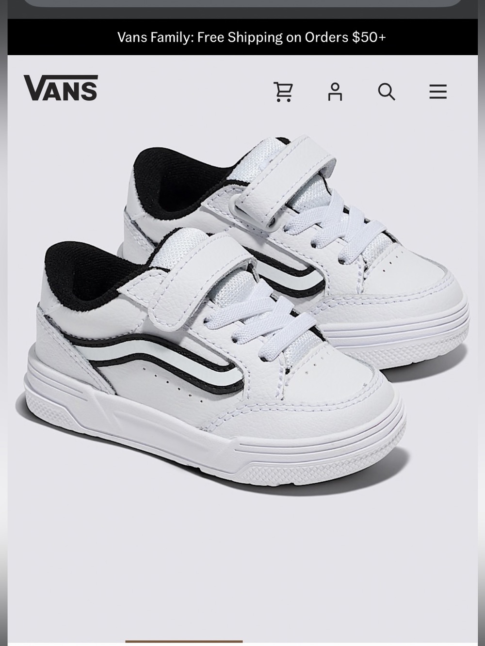 Vans Toddler Hylane V Shoe in White and Black